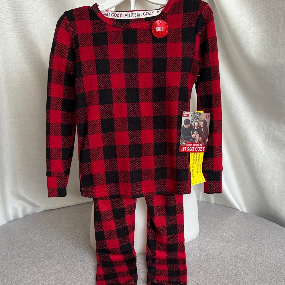 Kids Red and Black Plaid Pajama Set